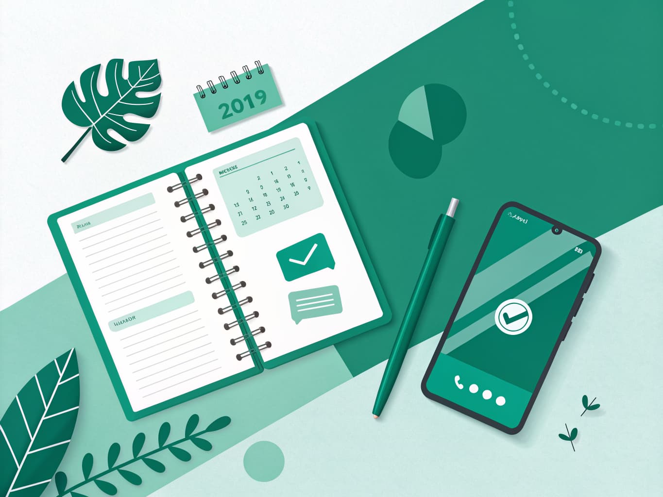 Notebook with contact notes beside a phone call log