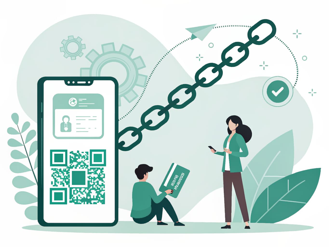 QR code and shareable link for a digital business card on a phone