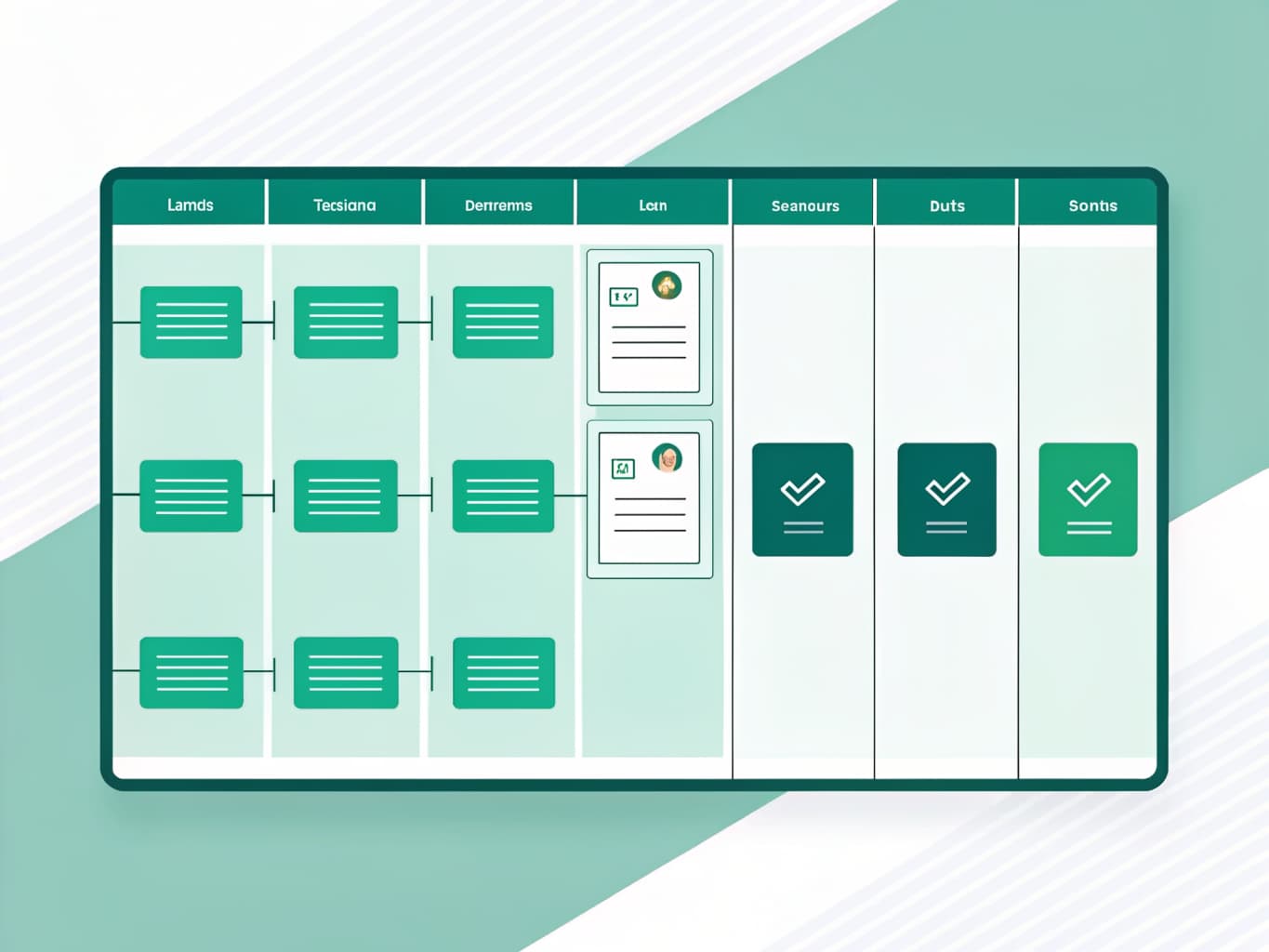 Kanban sales pipeline board with deals moving through stages