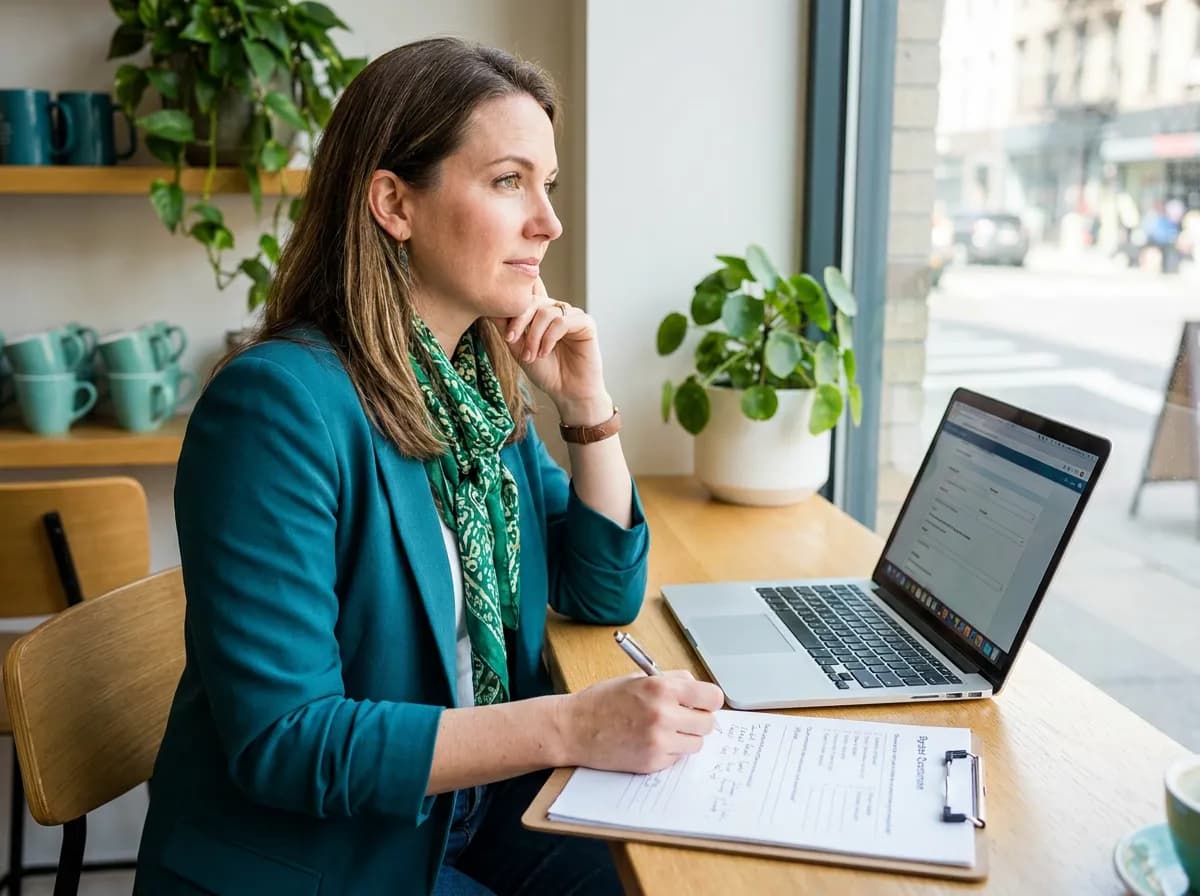 Business owner answering questions about their business