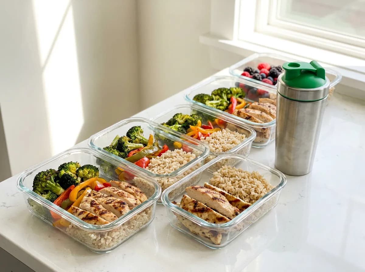 Healthy meal prep containers for nutrition coaching