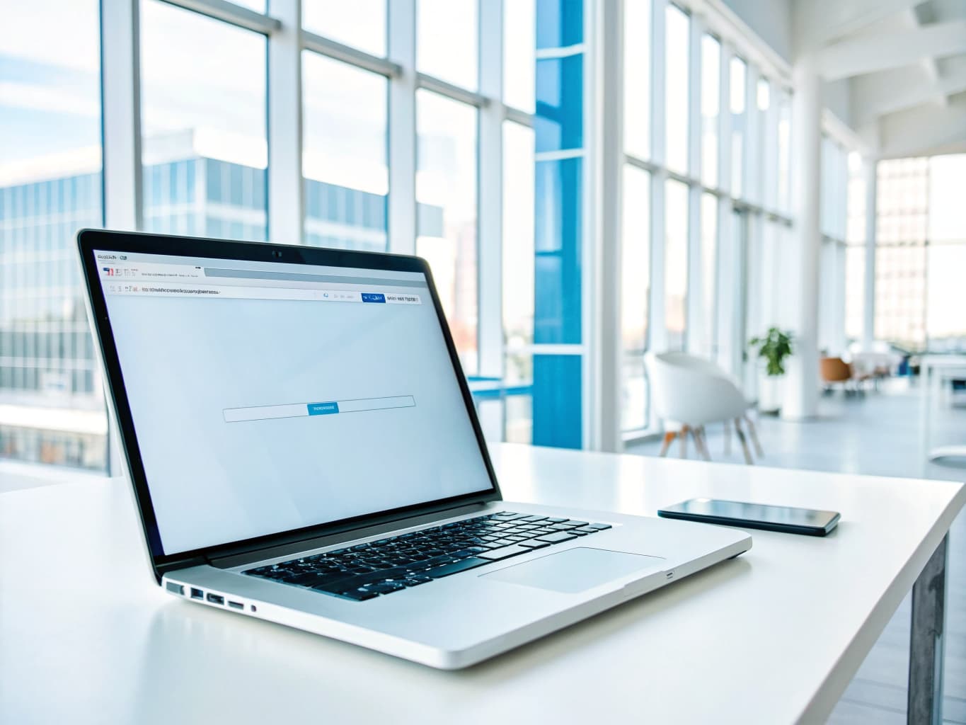 Laptop with a website address bar ready for a free SEO audit