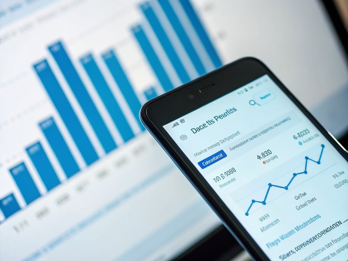 Smartphone showing search ranking growth chart
