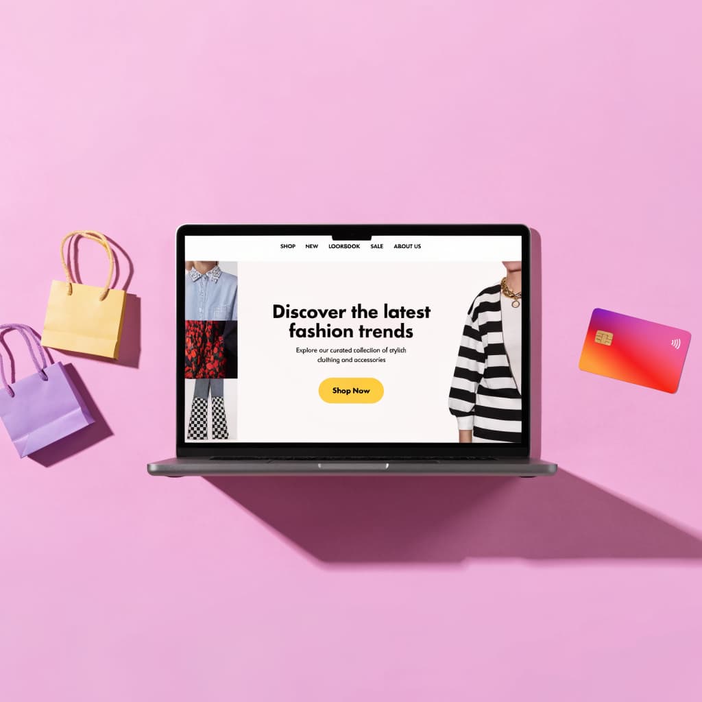 Laptop showing an online clothing store website