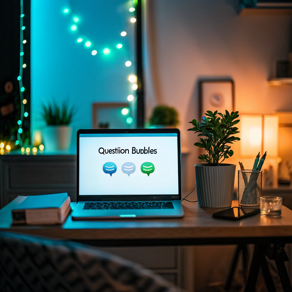 Laptop showing a simple AI chat interface for building a website