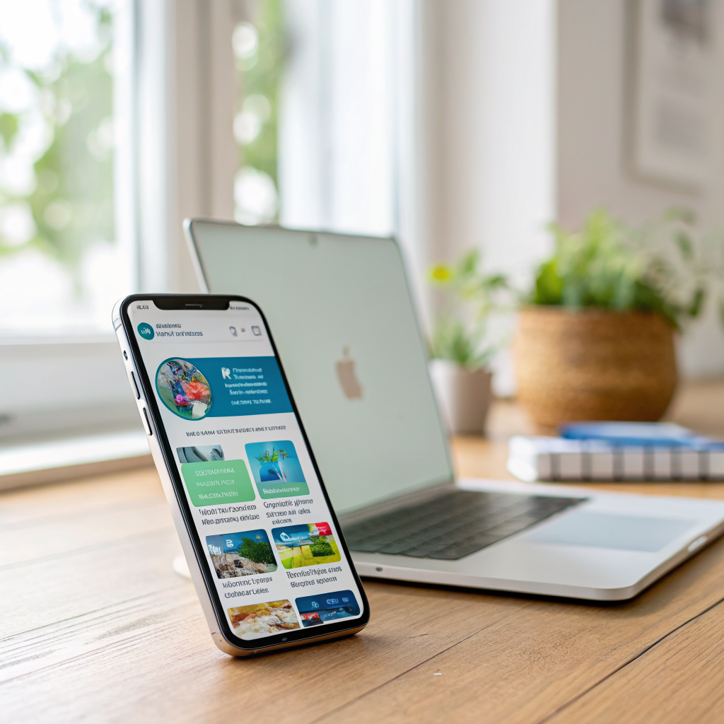 Smartphone showing a mobile-ready responsive website